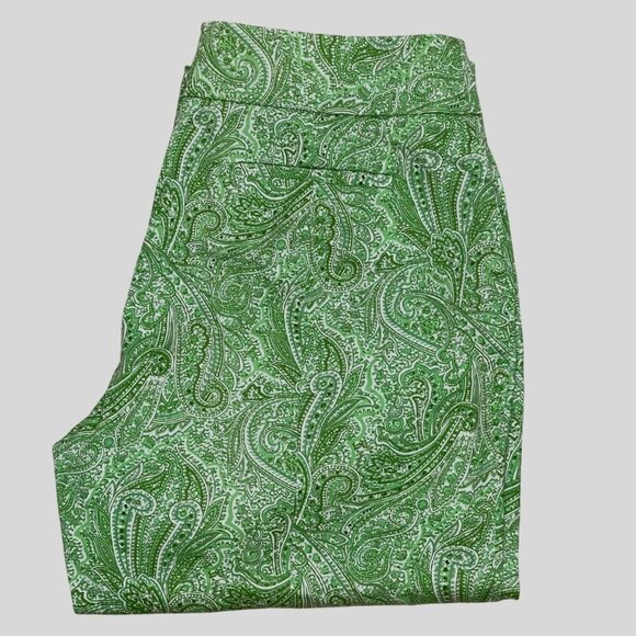 Talbots Womens Green Paisley Curvy Capri Pants Cotton‎ Blend Size 12 - Picture 3 of 5